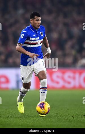 Genua, Italien - 14 Dezember, 2019: Jeison Murillo von UC Sampdoria in Aktion während der Serie ein Fußballspiel zwischen CFC und UC Sampdoria Genua. UC Sampdoria gewann 1-0 über Genua CFC. Credit: Nicolò Campo/Alamy leben Nachrichten Stockfoto