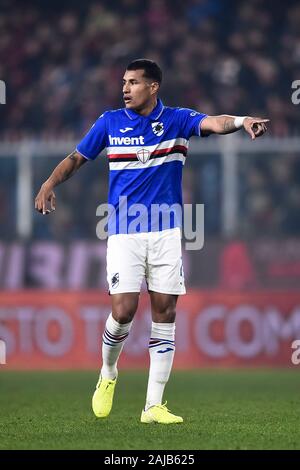 Genua, Italien - 14 Dezember, 2019: Jeison Murillo von UC Sampdoria Gesten während der Serie ein Fußballspiel zwischen CFC und UC Sampdoria Genua. UC Sampdoria gewann 1-0 über Genua CFC. Credit: Nicolò Campo/Alamy leben Nachrichten Stockfoto