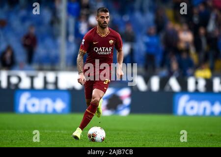 Genua, Italien, 20. Oktober, 2019: Leonardo Spinazzola der AS Roma in Aktion während der Serie ein Fußballspiel zwischen UC Sampdoria und AS Roma. Das Spiel endete mit einem 0:0 unentschieden. Credit: Nicolò Campo/Alamy leben Nachrichten Stockfoto