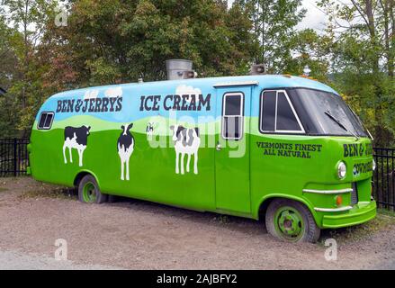 Ben und Jerry's Lkw bei Ben und Jerry's Ice Cream Factory in Waterbury, Vermont, USA Stockfoto