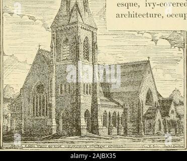 Boston abgebildet;. Nother; und ein wenig darüber hinaus ist die stattliche stonestructure besetzt von Dr. Bergleute Universa - hst-Kirche mit ihren hohen Turm und stainedwindows. Ein paar Blocks weiter ist: denanschluss Kirche (Gemeinde), eine Bild-esque, mit Efeu bewachsene Gebäude aus Stein, der Gothicaichitecture, besetzen die Vorderseite einer entiresquare mit seinen ramblinggroup von Kirche und CHAP-el und geschmückt withinwith ein hoher Ton roofof offene Arbeit Hölzern. Nicht weit entfernt, auf Krieg-ren Avenue, ist die Kirche der Dis-Prinzipien, von denen der Pfarrer James Freeman Clarke ist Pastor; und ein sqiuirefarther Stockfoto