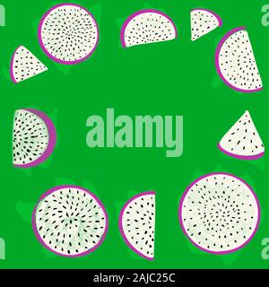 Hand abstract tropische Muster von exotischen Früchten pitaya gezeichnet. Drachenfrucht Abbildung. Helle pitahaya Wüste abstrakte Zeichnung. Tropische vegetarische fo Stockfoto