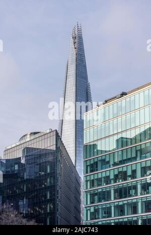 Blick auf den Shard. Der Shard ist derzeit der höchste Wolkenkratzer in Großbritannien. Stockfoto