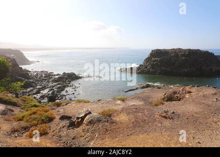 El Cotillo erstaunliche Rocky wilden Strand in Fuerteventura, Kanarische Inseln Stockfoto