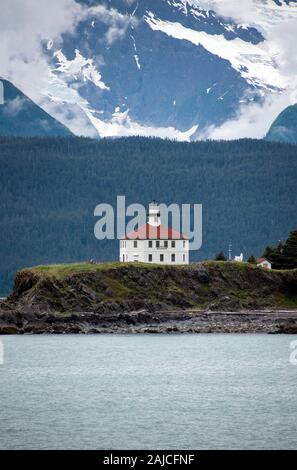 Eldred Rock Leuchtturm - Lynn Canal, Haines, Alaska Stockfoto