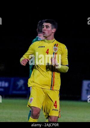 Die Showgrounds, Ballymena, County Antrim, Nordirland. 19. November 2019. UEFA U21-Gruppe Qualifizieren - Gruppe 8 - Nordirland gegen Rumänien. Alexandru Pascanu Rumänien unter 21 Internationale Fußball-Spieler. Stockfoto