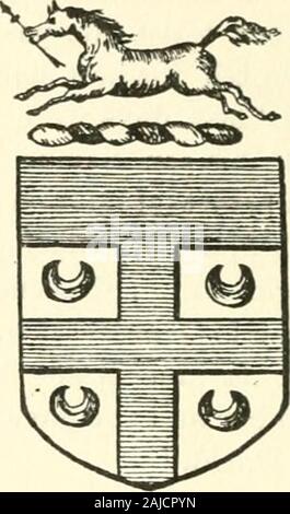 Die Hügel Familie in Amerika; die Vorfahren und Nachfahren von William Hills, die englische Emigranten nach New England 1632; Joseph Hills, die englische Emigranten nach New England im Jahre 1638, und der Urenkel von Robert Hügel, der Pfarrei Wye, Grafschaft Kent, England, Auswanderer in New England 1794-1806. Colne Park, Co.Essex), Hermelin auf afess, Zobel, ein Turm mit zwei Revolvern, richtige. Crest, ein Turm, wie in thearms, ist heute von einer Familie, die durch die Zustimmung der richtige Englisch Behörden ihr es nur aus dem Jahr 1790 verfolgen kann. Colne Park inEssex war, über den Anfang von Th Stockfoto