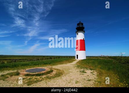 Der Sankaty Leuchtturm auf Nantucket Island, Massachusetts Stockfoto