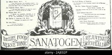 Patentlösungen und Quacksalberei; Artikel auf der Nostrum böse und Quacksalberei nachgedruckt, mit Ergänzungen und Änderungen, von der Zeitschrift der American Medical Association. Neues Leben für nervöse Sufferers! Ich.. utit. n.i&lt; xnul .1 T (." n-1.1.  .. Jl = 1" "*1". "KWt irtM?-. ., -, -.::Hamn... ich? Mm. h... ..-J. ou.. iy Icu.. rJ itui Stwafi 1f (thohk (tHlioixImiU llUBIMH "TL" "b*H*^ Siui.* tn Nui zu erhalten Al * II * P * lm, P": * ".wc Ar4 • • Su&gt; ich "ich!??. Stark reduzierte fotografische Reproduktion einer ganzseitigen San-atogen Werbung in der Londoner Oraphic. TheGraphic war einer der London magazi Stockfoto