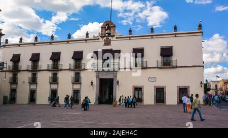 Querétaro, Mexiko - 21 Oktober, 2019: Das Haus der Corregidora, einem historischen palastartiges Herrenhaus in Queretaro, Mexiko. Stockfoto