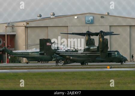 Miami, USA. 03 Jan, 2020. Marine One außerhalb der Evangelikalen für Trumpf Koalition Start auf der King James Internationale Ministerium am 3. Januar 2020 in Miami, Florida. Credit: Foto Access/Alamy leben Nachrichten Stockfoto