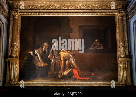Enthauptung des Heiligen Johannes des Täufers, Caravaggio Öl Malerei von 1608 in St. John's Co-Cathedral in Valletta, Malta, Europa Stockfoto