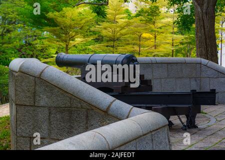 Kanonen von Fort Canning, Singapur Stockfoto