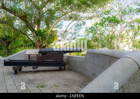 Kanonen von Fort Canning, Singapur Stockfoto