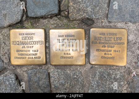 Holocaust-Gedenksteine in Bamberg, Bayern, Deutschland. Stockfoto