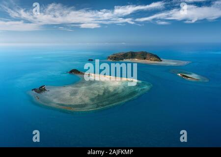 Luft von Hayman Island, einem Teil der berühmten Whitsunday Islands. Stockfoto