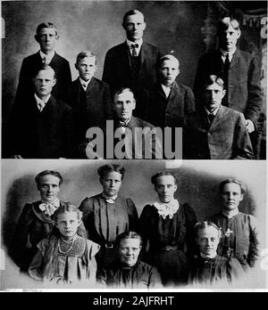 Geschichte des Nemaha County, Kansas. verwendeten LZF in Kansas war ein oneroom Haus und Scheune, die sie verwendeten, gebaut wurde der Prairie Heu. Indiesem home Sechs der Kinder wurden geboren, und dann der ältere Nolte boughteighty Morgen in Abschnitt i, Zentrum Gemeinde und machte improvementsaccording zu sein bedeutet, die noch begrenzt waren. Er machte sich eine orchardand ansonsten verschönert die Prairie, und Wohlstand lächelte auf ihn im Laufe der Jahre der unaufhörlichen Bemühen und gutem Management und heeventually wurde der Besitzer von 320 Hektar. Er wurde ein prominenter Resi-dent seiner Gemeinde und füllte das Amt des Justizministers o Stockfoto