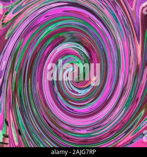 Bunte abstract pink Spirale. Die Tupfen Technik in der Nähe der Kanten gibt einen Weichzeichner Effekt aufgrund der veränderten Rauigkeit der Oberfläche des Papiers. Stockfoto