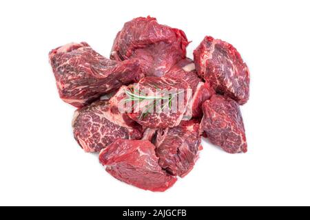 Rohes Rindfleisch in Stücke für Rindfleisch Eintopf Bourguignon Stockfoto