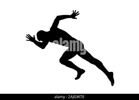 Start sprinter runner Athlet schwarze Silhouette Stockfoto