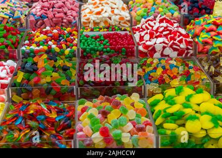 Verschiedene Süßigkeiten gelee Bonbons Hintergrund, Party, Essen Stockfoto