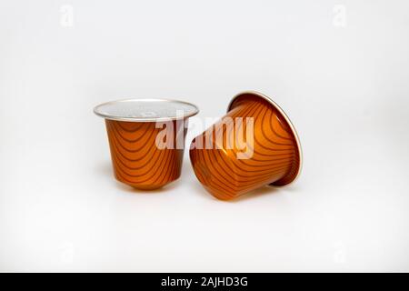 Essen Nespresso Kaffeepads Einzelnutzung Stockfoto