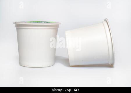 Essen K Cup Coffee plastik Hülsen Starbucks Cafe Keurig Einzelnutzung Stockfoto