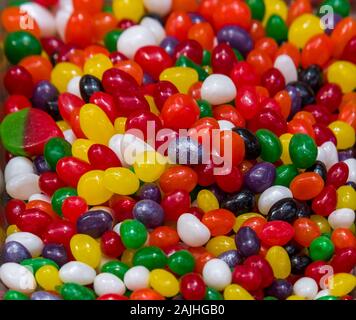 Gelee sortierten Bohnen. Bunte Bild groß für Hintergründe. Weit geschossen. Gelee Bonbons Stockfoto