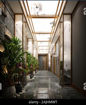 3D-Render luxus hotel Lobby Stockfoto