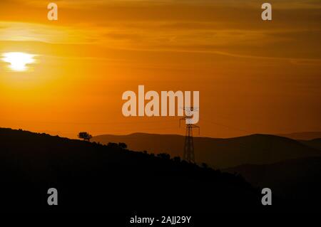 Slickline Wireline Peru Sonnenuntergang Stockfoto