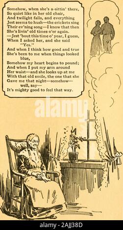 Lieder der Erde; eine kleine Garbe der Vers aus dem Feld, wo Poesie gelebt wird. Seite 67 Teil IV B I I Seite Verschiedenes Sixty-nine lifes Abend Seite 70 irgendwie, wenn shes a-sittin gibt, so ruhig wie in Ihrer alten Stuhl. Und Dämmerung, und everythingJest zu vertuschen - die Grillen singTheir evning Song - ich weiß, dass thenShes livin * alte Zeiten oer erneut. - Scherz bout dieser Zeit o Jahr scheint, denke ich. Als ich sie fragte, und sie hat ja gesagt. Und wenn ich daran denke, wie gut und trueShes zu mir gewesen, wenn die Dinge sah Blau, irgendwie mein Herz beginnt zu zerstoßen; und wenn ich meinen Arm aroundHer Taille - und Sie sieht Stockfoto