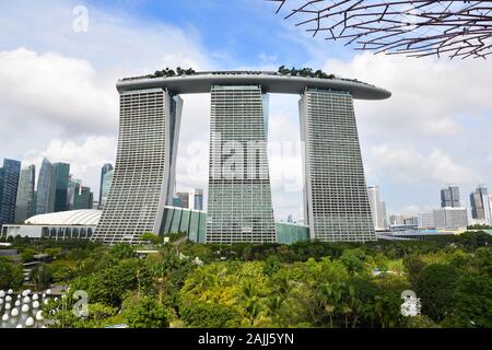 Die Türme der Marina Bay Sands Skypark in Singapur Stockfoto