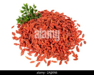 Goji Beeren auf weißem Hintergrund Stockfoto