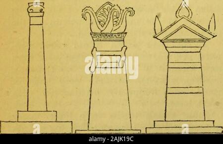 Schule Wörterbuch von Griechischen und Römischen Antiquitäten. Großherzogliche STELAl, die kIovss oder Säulen wurden von variousforms, wie die drei specimensin der beigefügten gezeigt, schneiden. BEPULCHRAL C0I, nMN 3. Die Inschriften auf diese Beerdigung mo-numents in der Regel der Name des thedeceased Person enthalten, und dass Der demus Schriftmedium er gehörte, sowie frequentlysome Konto seines Lebens. Das folgende Beispiel einer rjpcfiov willgive eine allgemeine Idee von Denkmälern der Thiskind. Stockfoto