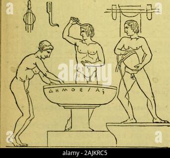 Schule Wörterbuch von Griechischen und Römischen Antiquitäten. f, Alter, die noappliances für Luxus über die bloße Con-venience der warme und kalte Bäder, in der Erwägung, dass die BALNEUM. letzteren Namen an die magnificentedifices der unter der Reich wuchs, und die sich in ihrem Bereich ofbuildings alle Zubehör belongingto der griechischen Gymnasien sowie ein regularestablishment angeeignet für Baden gegeben wurde. Baden war eine Praxis vertraut zu theGreeks beider Geschlechter von der earliesttimes. Die künstliche warme Badewanne war ein Schiff namens asaminthus takenin {byHomer aiToifjLivdos), und p Stockfoto