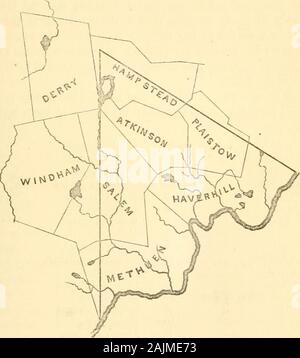 Die Geschichte von Haverhill, Massachusetts: Von der ersten Siedlung, in 1640, in das Jahr 1860. Geschichte OP HAVERHILL. 105 allgemein bekannten Hy seiner heutigen Bewohner; und auch diejenigen, die knowsomething des ehemaligen Veränderungen in ihren Grenzen tun, haben aber eine vage Idee von theirextent. Die folgende Karte zeigt, nicht nur seine Vergangenheit und Gegenwart Grenzen, sondern auch die Teile, die von Zeit zu Zeit abgenommen, die Information der neue Städte wurden und in der Gegenwart. Es areseveral Ungenauigkeiten in der Karte, die nicht in der Saison festgestellt wurden für theircorrection. Das Wichtigste ist, die Vertretung der Stockfoto