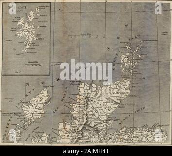 Eine topographische Wörterbuch des Vereinigten Königreichs, in jeder Stadt, Gemeinde, Dorf, Dorf, Gemeinde, Bezirk, Objekt und Ort in England, Wales, Schottland, Irland und den kleinen Inseln abhängig. Inistration von Jus-tice; sowie eine benutzerdefinierte-Haus, mit pro-pro Offiziere. Hier sind zwei Städte, nämlich Lerwick, und Scalloway. In der Nähe des latterof das sind die Überreste der großen cas-tle der Grafen von Orkney und Shetland, mit dem Datum 1600. In der Nähe von Lerwick ist Fort-Charlotte, Garrisoned von einer Firma ofinvalids. Die gesamte Grafschaft ist dividedinto 12 Pfarreien, und zusammen mit theOrkneys, enthalten 53, Stockfoto