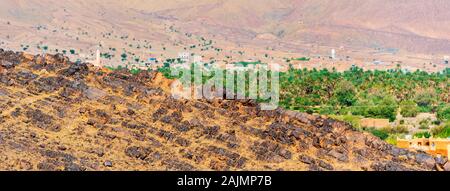Berglandschaft Draa Tal Oasis, Marokko Stockfoto