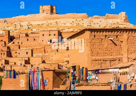 Blick auf die befestigte Stadt Ait-Ben-Haddou, Marokko Stockfoto