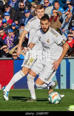 Karim Benzema von Real Madrid in Aktion während der Liga Match zwischen Getafe CF und Real Madrid im Coliseum Alfonso Perez in Getafe gesehen. (Final Score: Getafe CF 0:3 Real Madrid) Stockfoto