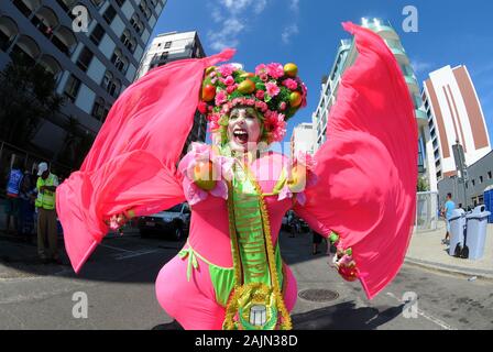 Rio de Janeiro, 31. Januar 2015. Nachtschwärmer während der Parade des Bausteins Banda de Ipanema in den Straßenkarneval von Rio de Janeiro, Brazi Stockfoto