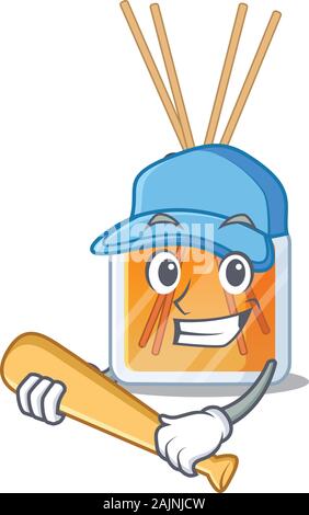 Sportliche Lufterfrischer sticks Cartoon Character Design mit Baseball Stock Vektor