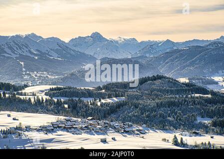 Beeindruckenden Blick auf den oberen Allgäuer Alpen in Bayern Stockfoto