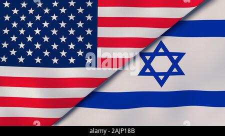 United States Israel Nationalflaggen. Nachrichten, Reportagen, geschäftlichen Hintergrund. 3D-Darstellung. Stockfoto