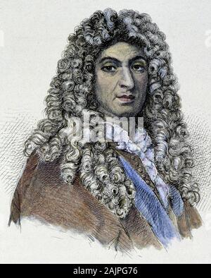 Portrait de Jean Baptiste Lully (Giovanni Battista Lulli) (1632-1687) - Tiefdruck, XIXeme siecle Stockfoto