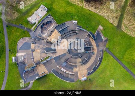 Hanley Forest Park, Stoke on Trent, Blick Auf Den zentralen Waldpark, Central Forest Park, Hanley Park, Plaza Skatepark in der Stadt Stockfoto