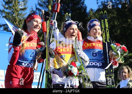 Val di Fiemme, Italien. 05 Jan, 2020. FIS Langlauf Weltcup - Tour de ski 2020 in Val di Fiemme, Italien am 5. Januar 2020; letzte Steigung, Norwegens Therese Johaug (NOR) gewinnt die Tour. Quelle: European Sports Fotografische Agentur/Alamy leben Nachrichten Stockfoto