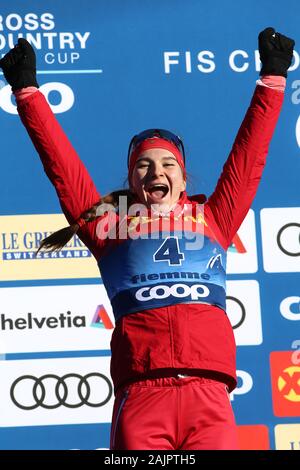 Val di Fiemme, Italien. 05 Jan, 2020. FIS Langlauf Weltcup - Tour de ski 2020 in Val di Fiemme, Italien am 5. Januar 2020; letzte Steigung, Norwegens Therese Johaug (NOR) gewinnt die Tour. Quelle: European Sports Fotografische Agentur/Alamy leben Nachrichten Stockfoto