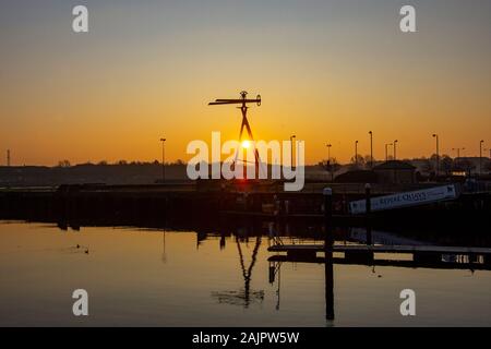 Sonnenaufgang in North Shields Marina Stockfoto