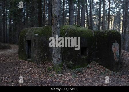 Bunker aus dem Ersten Weltkrieg an der Grenze zwischen der Tschechischen Republik und Deutschland Stockfoto